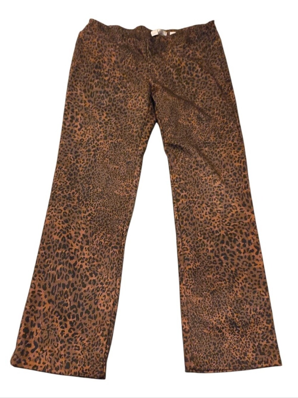 LG Leopard Print Pull On Stretch Trousers in Brown and Black Size 14 C57